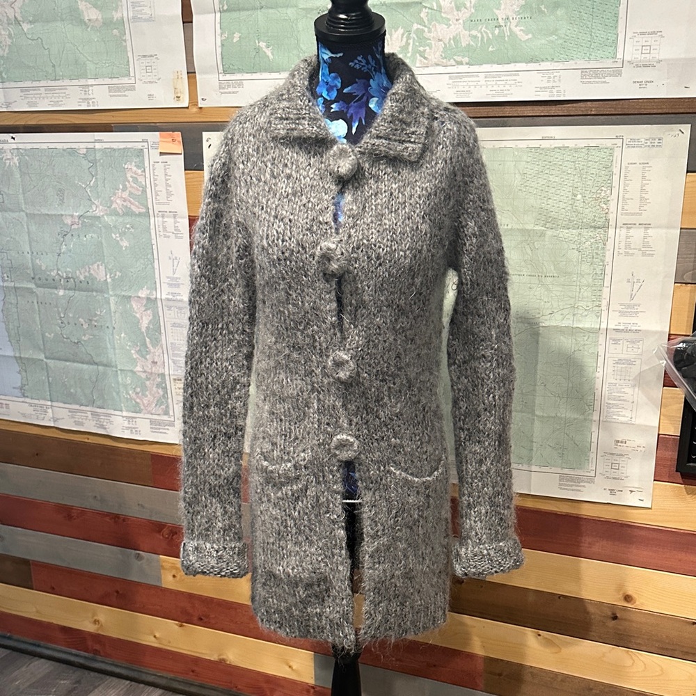 FP Cozy Chunky Knit Button-Up Cardigan - Gray